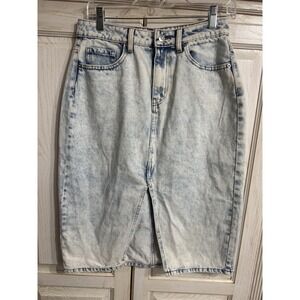 Women's High Waist Acid Wash Jean Skirt Front Slit Wild Fable Size 4 80s